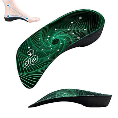 Semelles Orthopédiques Epine Calcaneenne QBK 3/4 Haute Soutien Voute Plantaire Semelles Chaussures Confort Semelle Anti Transpiration pour Pied Plat Fasciite Plantaire et Soulagement Douleur, M
