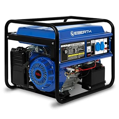 EBERTH 5500 Watt Groupe electrogene Generateur electrique portable moteur à essence 13 CV, 4 temps, 2x 230V, 1x 12V, monophasé, démarrage électrique, régulateur AVR, sécurité niveau d'huile