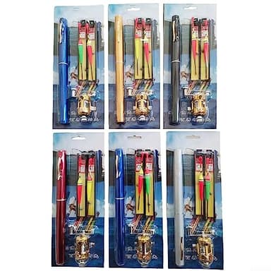 Portable Pliant Télescopique Canne À Pêche Moulinet Stylo Tige Main Tige Tambour Roue Stylo Set 1.4, Station de Peche Accessoire