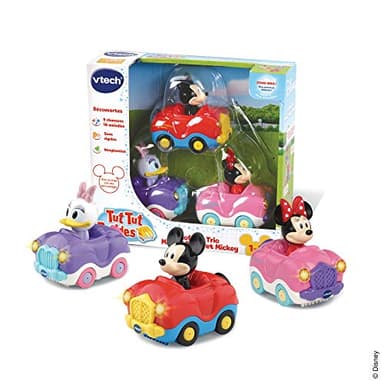 VTech - Tut Tut Bolides Disney, Coffret Trio Cabriolets, 3 Voitures Interactives, Minnie, Daisy Et Mickey Mouse, Jouet Musical Et Sonore, Cadeau Enfant De 1 an Ã€ 5 Ans - Contenu en Français