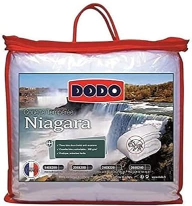 DODO - Couette Tempérée Niagara 140x200 cm - Convient 1 Personne - Anti-Acariens, Douce, Confortable - Tissu 100% Coton - Garnissage 100% Polyester Fibre Creuse Siliconée - Lavable en Machine à 40°C