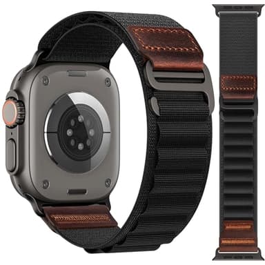 Cigamoka Alpine Loop en Cuir Compatible avec Bracelet Apple Watch Ultra 3 2 Ultra, Series SE 3 2 SE 11 10 9 8 7 6 5 4, Nylon Sport Bracelets pour iWatch 49mm 46mm 45mm 44mm Femmes Hommes