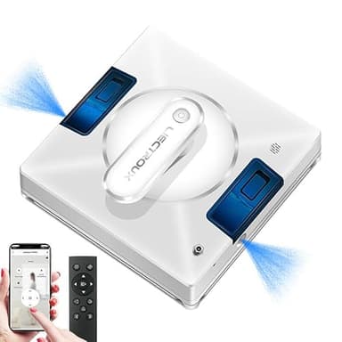 LIECTROUX YW509 Robot Laveur de Vitres, Pulvérisation d'eau dans Les 2 Sens, Robot Nettoyeur de vitres, Aspirateur Puissant, Mémoire Intelligente, Application et télécommande, Messages vocaux