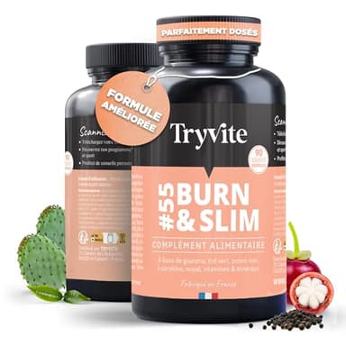 Bruleur de Graisse Puissant | Coupe Faim Puissant et Efficace | Perte de Poids Rapide et Efficace | TRYVITE BURN&SLIM Version 2026 | 90 Gélules