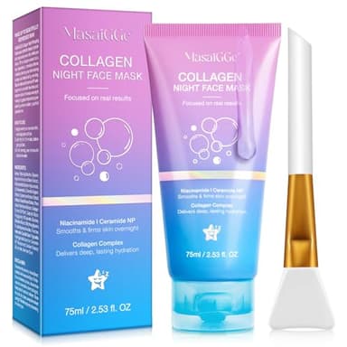Masque de Nuit au Collagène, Collagen Night Wrapping Mask, Masque de Collagène pour le Visage, Masque Visage Collagene, Hydratation Intense, Réduit les Rides, Améliore l'Élasticité de la Peau
