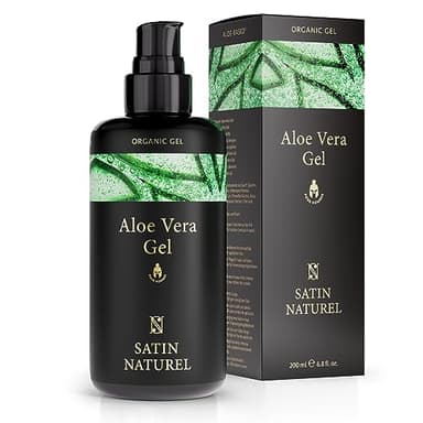 Satin Naturel Gel Aloe Vera & Acide Hyaluronique 200ml – Soin 3-en-1 Homme : Après-Rasage, Crème Hydratante Visage, Gel Cheveux & Anti-Cernes
