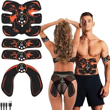 Yonars Ceinture Abdominale Electrostimulation, Electrostimulateur Musculaire Fessier/Abdos 8 Modes avec USB, Ceinture Musculation Electrostimulation pour Abdos/Bras/Jambes/Fesses,Homme Femme