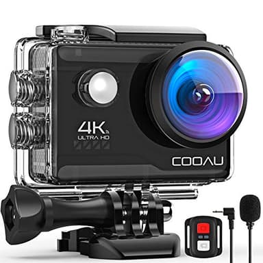 COOAU Action Cam HD 4K 20 MP WiFi avec Microphone extérieur Appareil Photo sous l'eau 40 m avec télécommande Caméscope étanche 170 ° Grand Angle Time Lapse/2 Batteries 1 200 mAh/Accessoires