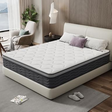 DEWINNER Matelas 140x190x25cm Matelas à Ressorts ensachés et à mémoire de Forme, Matelas 7 Zones Ergonomique, Soutien Parfait, Respirant (140x190x25)