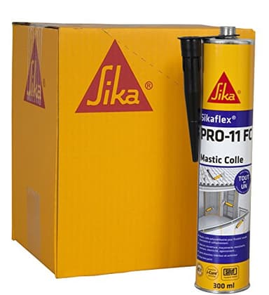 Sikaflex PRO 11 FC, Mastic-colle tout en 1 à prise rapide et multi applications -SNJF - Sans pistolet, Lot de 12 cartouches 300ml, Noir