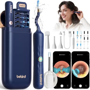 BEBIRD Otoscope Oreille, 1920P HD Flexible Camera Oreille, Nettoyant Oreille Kit avec Embouts de Remplacement Variés, Nettoyage d'oreille avec Vérificateur/Pelle/Pince/Spatule