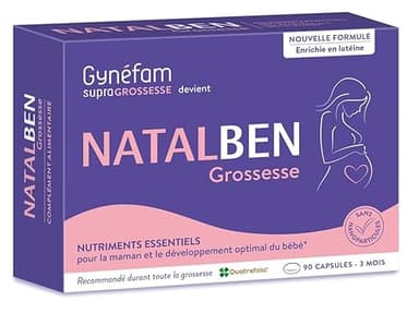 NATALBEN Gynéfam supra GROSSESSE Complément alimentaire Boite de 90 capsules 3 mois
