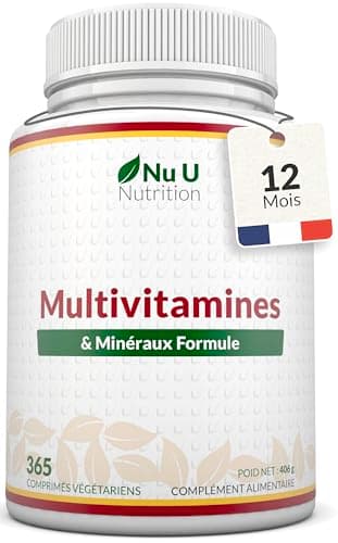 Multivitamines et Minéraux - 365 Comprimés (12 Mois) - 25 Nutriments dont Vit A B C D Fer Zinc Magnesium - Complément Alimentaire Homme et Femme - Vitamines, Minéraux et Compléments - Nu U Nutrition