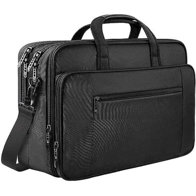 Mancro Sacoche Ordinateur Portable 17 Pouces, Grande Mallette d'Affaires pour Hommes et Femmes, Sac à Bandoulière Extensible étanche Multifonctionnelle pour Ordinateur Portable, Tablette, Noir