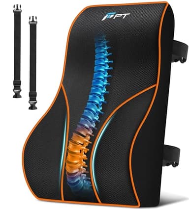 POOTACK Coussin de Soutien Dorsal Ergonomique en Mousse à Mémoire - Support Lombaire Réglable pour Bureau, Voiture, Lit et Siège Auto, avec Sangales