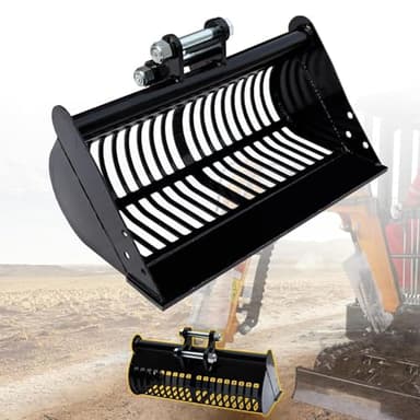 600 mm Godet cribleur pour mini-pelle 0,8 à 1,8 tonne, en acier au manganèse – Godet squelette sans dents 24" pour tamiser sable, terre et pierres, idéal pour le tri et le filtrage des matériaux