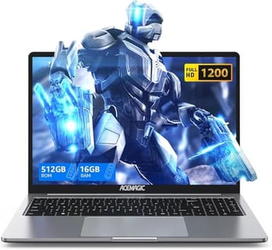ACEMAGIC Ordinateur Portable 16 Pouces FHD PC Portable Boîtier Métallique 16Go DDR4 512Go SSD Étendre à 2 to,in-tel Quad-Core N97(Jusqu'à 3,6GHz) Dépasser N95/N5095,BT5.0,USB 3,2,Type C,HDMI,Gris