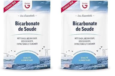 Gerlon Bicarbonate de Soude Grand Format 3 kg – Format Pratique et Refermable – Ménager & Alimentaire - Fabriqué en France (Lot de 2)