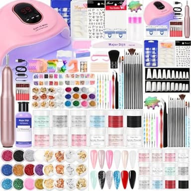 Kit Ongle Acrylique Complet En Gel Avec Lampe Uv 36w,Fraises à électriques,Poudre Acrylique Pour, Beaucoup de décoration manucure,Extensions D'Ongles En Gel