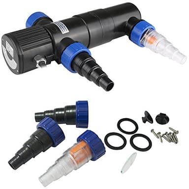 Gardebruk® Filtre à Rayons UV-C clarificateur stérilisateur Filtre lumière/Eau 11W câble 5m Ballast intégré étang Bassin Aquarium 3 raccords