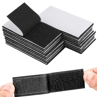 Teouuas 30 Pièces Scratch Autocollant Double Face, 10 cm x 5 cm Bande Scratch Agrippantes Adhésives Extra Fort Adhésif Puissant, pour Ménage Bricolage et l'artisanat, Noir