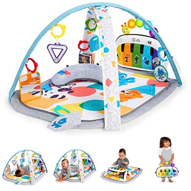 Baby Einstein, Tapis Musical D’Éveil pour Bébé 4 en 1 Kickin' Tunes avec Piano, 70+ sons, 25+ min de musique et lumières, arche de jeu,7 jouets d'activité amovibles, 4 langues, dès la naissance