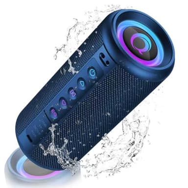 Enceinte Bluetooth puissante, Enceintes Portable Bluetooth 5.4 Sans Fil Avec 20w stéréo, Appariage TWS, Lumière RGB, 3 EQ Mode, AUX/TF/USB/DC5V, 20H Haut-Parleur Étanche IP7 Pour L'extérieur, Bleu