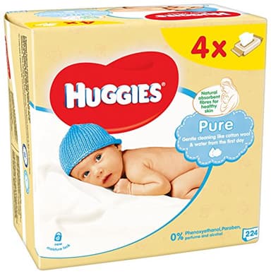 Huggies Pure Quattro Lingette 4 Paquets de 56 Unités - Lot de 2