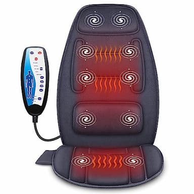 Snailax Siège Massant avec Chaleur, 10 Moteurs de Vibration Coussin de Siège de Massage, Coussin de Massage, Masseur de Dos pour la détente à la maison bureau, Cadeaux