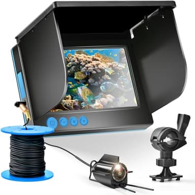 Dnoyevvs Fishfinder Caméra sous-Marine pour la pêche, Vision Nocturne Infrarouge, Grand Angle, hôte IP65 étanche, avec écran IPS de 5 Pouces pour Glace, rivière et Bateau