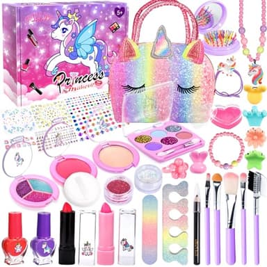 GUHAOOL Kit de Maquillage Enfant Fille 36 Pcs, Valise Beauté Lavable et Non Toxique, Jouet Filles Cadeau de Noël Anniversaire 5-10 Ans