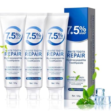 UptVin 3 Pcs Hydroxyapatite Dentifrice, Hydroxyapatite Toothpaste Repair Toothpaste Menthe Douce pour les Dents Sensibles Protection de l'émail Haleine Fraîche
