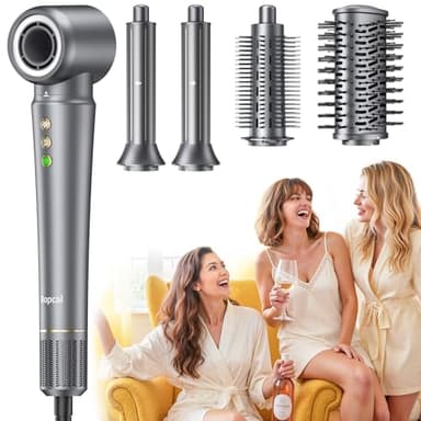 Bopcal Hair Styler 5 in 1 Sèche Cheveux 110000 RPM - Fer a Boucler Automatique, Brosse Soufflante, 300 Millions Ionique Négatif, Boucleur, Volumineux et Lisses, pour Voyages et Cadeaux