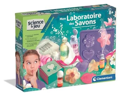 Clementoni | Mon Laboratoire des Savons pour Enfants 8 Ans+ | Kit Scientifique Chimie Cosmétique Ludique | Crée des Produits d’Hygiène Parfumés et Colorés | Loisir Créatif | Activité Manuelle Enfant