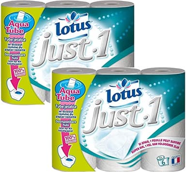 Papier Toilette Lotus Just 1 Blanc 6 rouleaux - lot de 2