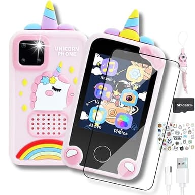 Telephone Portable pour Enfant - Smartphone Enfant - Appareil Photo Enfant - Cadeau Enfant 3 4 5 6 7 8 9 -Jeux Educatif-Livre Audio-Musique-Puzzle-Jouet Enfant Avec Programme Ludique -Sécurité-Licorne