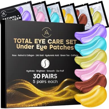 AURAE Patch Yeux Anti Cernes (30 paires), Masque Yeux avec Niacinamide et Acide Hyaluronique, Patch Anti Cernes et Poches - Mix 30 pcs