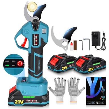 Yanhama Sécateur Électrique sans Fil 40mm, Ouverture 4 tailles, SK5 Lame, Secateur Electrique Professionnel avec Batterie 4000mAh et LCD Sécateur électrique-Cadeau pour Les Jardiniers et Les Fruitiers