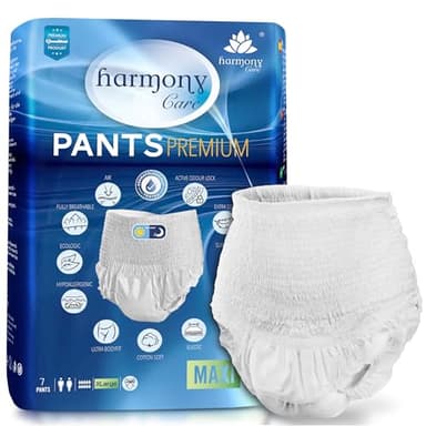 Harmony Care® MAXI absorbantes couches adultes – discrètes Protection urinaire pour homme et femme – Culotte Incontinence Pants, taille XL – pack de 7 pièces d’essai