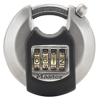 Master Lock Cadenas rond [Combinaison] [Acier Inoxydable] [Extérieur] M40EURDNUM - idéal pour les espaces de rangement, les Remises, les Garages, les Remorques 70 mm Gris