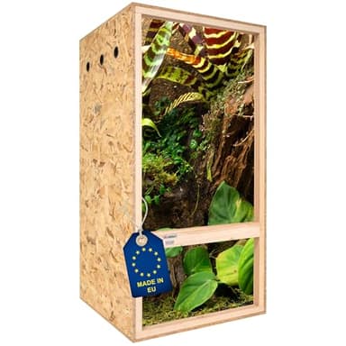 ITA Terrarium Haut 60x120x60 cm avec Ventilation latérale & hygromètre intégré - Terrarium en Bois OSB-3 - pour Reptiles, Serpents, Amphibiens - Produit UE, certifié FSC