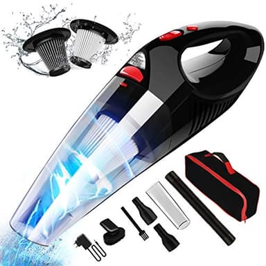 RIKIN Aspirateur à Main sans Fil 8500 Pa Aspirateur Voiture Rechargeable Aspirateur de Table Puissant 120 W Portable avec Lampe LED Filtre HEPA pour Maison Voiture Bureau Table Canapé