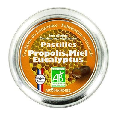 Pastilles bio à la propolis, miel et eucalyptus pour la gorge 45g