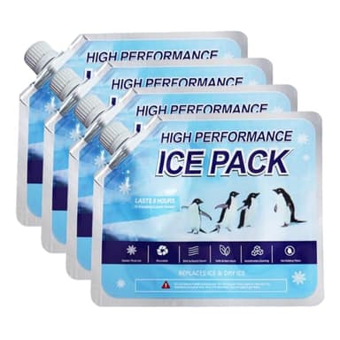 YUZNA Pain de Glace, Lot de 4, Haute Performance, Durée de Refroidissement Extra Longue : 24h à 72h, Bloc Réutilisable Sac Isotherme, Boîte à Lunch, pour Glacière (19 x 16 cm, 350 ML)