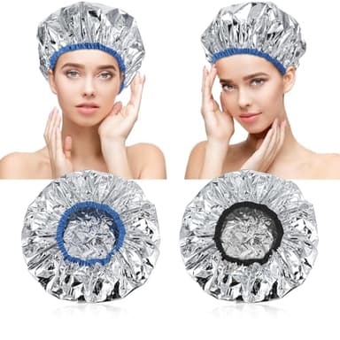 cobee Lot de 2 bonnets chauffants pour un conditionnement profond, en aluminium épais, réutilisables pour le traitement des cheveux à la maison et en salon