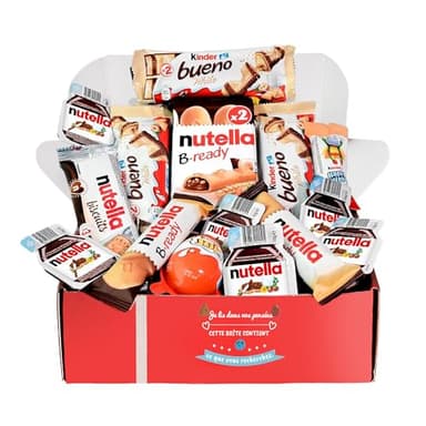 Boîte de chocolats, Coffret cadeau original pour anniversaires, enfants, amoureux, Kinder Bueno, Happy Hippo, Joy, Nutella B-ready, biscuits, Coffret chocolat a offrir pour Noël, Carton recyclable