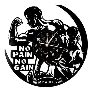 Smotly Horloge murale en vinyle, motif fitness, horloge murale rétro, est une horloge murale de décoration murale de salle de sport.