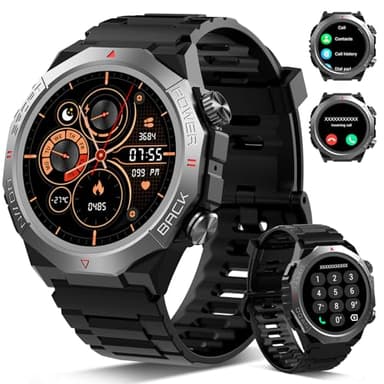 Militaire Montre Connectée Homme Femme avec Appel Bluetooth, 1.39" HD Smartwatch Motre Sport avec 110+ Modes Sportifs, Podometre Cardiofrequencemetre Sommeil, Etanche IP68 pour Android/iOS, Noir(2026)