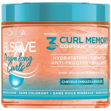 L’ORÉAL PARIS - Gelée Coiffante Définition Boucles 3 Jours Curl Memory - Cheveux Ondulés à Bouclés - Huile de Ricin & Glycérine Végétale - Sans Silicone - Elseve Dream Long Curls - 400 ml