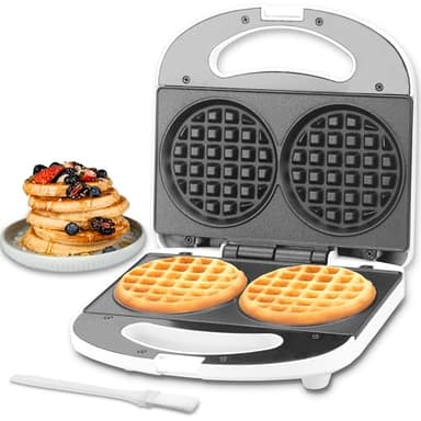 SugarWhisk Mini gaufrier double, Machine à gaufre, Petit gaufrier avec revêtement antiadhésif, Mini Waffle Maker Machine, idéal pour les fêtes de famille, les anniversaires d'enfants, Pâques ou Noël